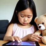 **

A concerned Thai parent adjusting privacy settings on a smart toy (like a teddy bear or robot) on a tablet. The background shows a cozy, modern Thai home. Emphasize digital safety and parental control.

**