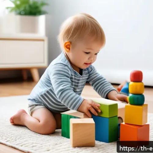Home 30 DIY 교육완구의 위험 요소 분석 - A cozy indoor playroom scene featuring a toddler wearing a diaper playing safely with large, smooth-...